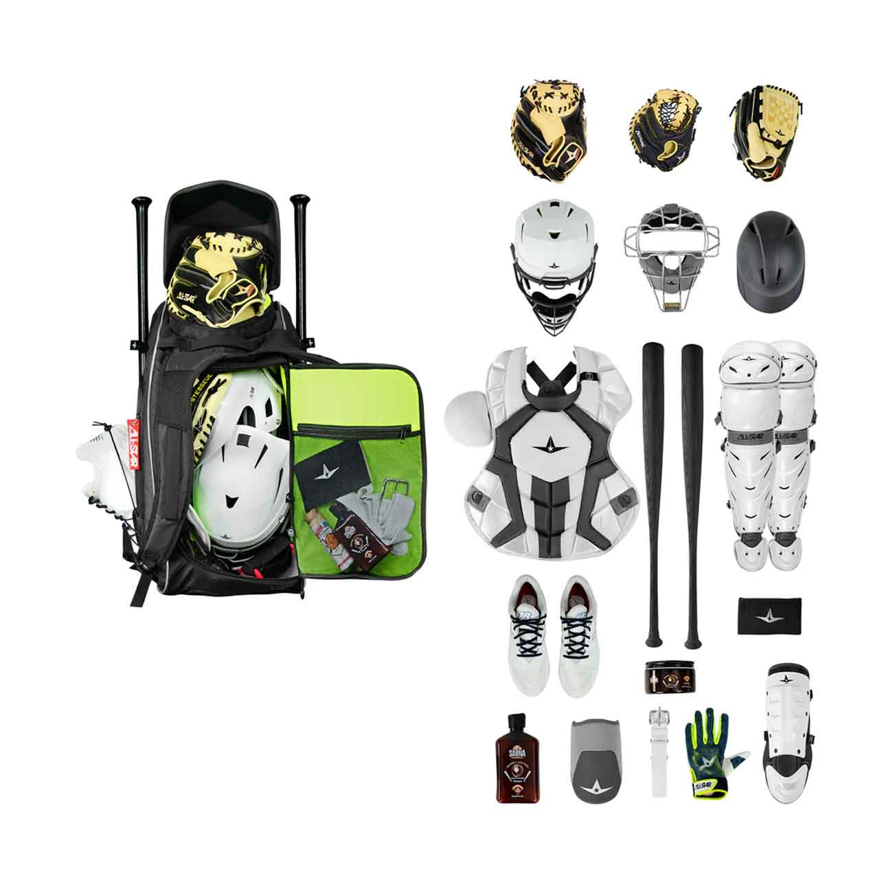 All-Star MVP Pro Dual Hybrid Series Batpack w/Glove Vault- White - Image 4