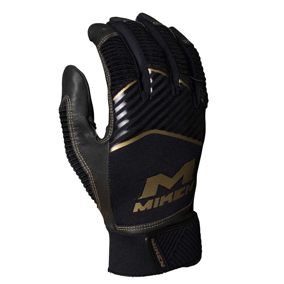 Miken Pro Series Slo-Pitch Batting Glove Adult - Black/Gold - Image 3