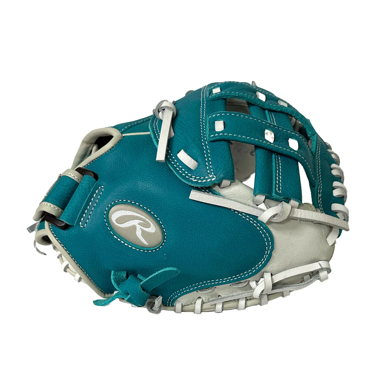 Rawlings Shut Out Softball Catchers Mitt RSO315W White/Teal 31.5"-RHT - Image 4